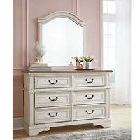 Signature Design by Ashley Realyn Youth 35" Bedroom Dresser Mirror in Chipped White