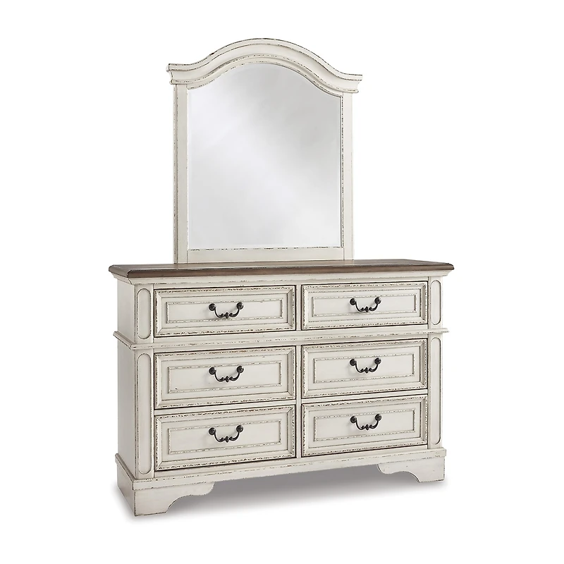 Signature Design by Ashley Realyn Youth 35" Bedroom Dresser Mirror in Chipped White