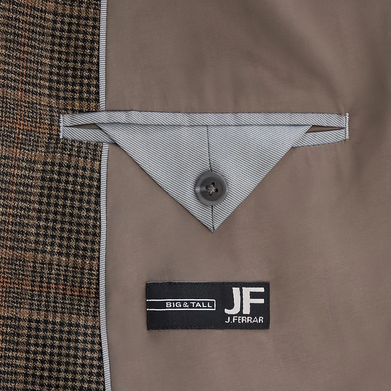 J. Ferrar Mens Big and Tall Plaid Regular Fit Sport Coat