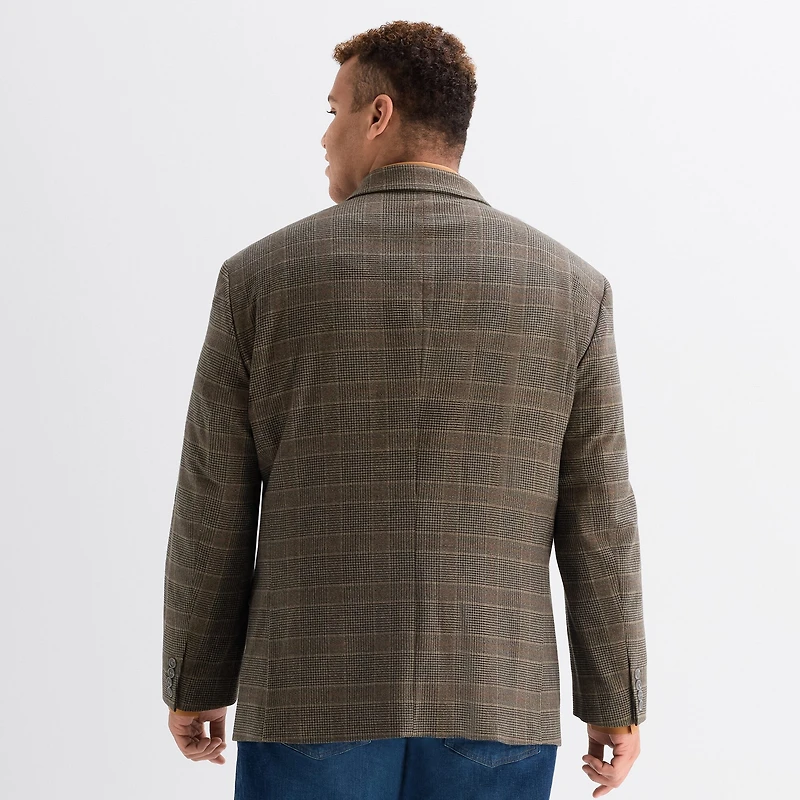 J. Ferrar Mens Big and Tall Plaid Regular Fit Sport Coat