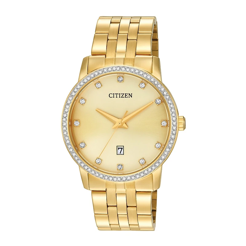 Citizen® Mens Crystal-Accent Gold-Tone Stainless Steel Watch BI5032-56P