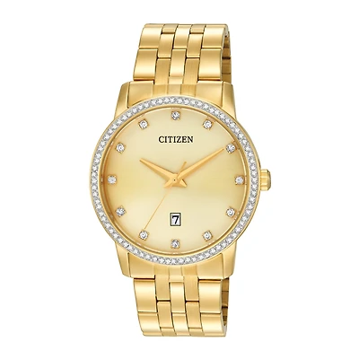 Citizen® Mens Crystal-Accent Gold-Tone Stainless Steel Watch BI5032-56P