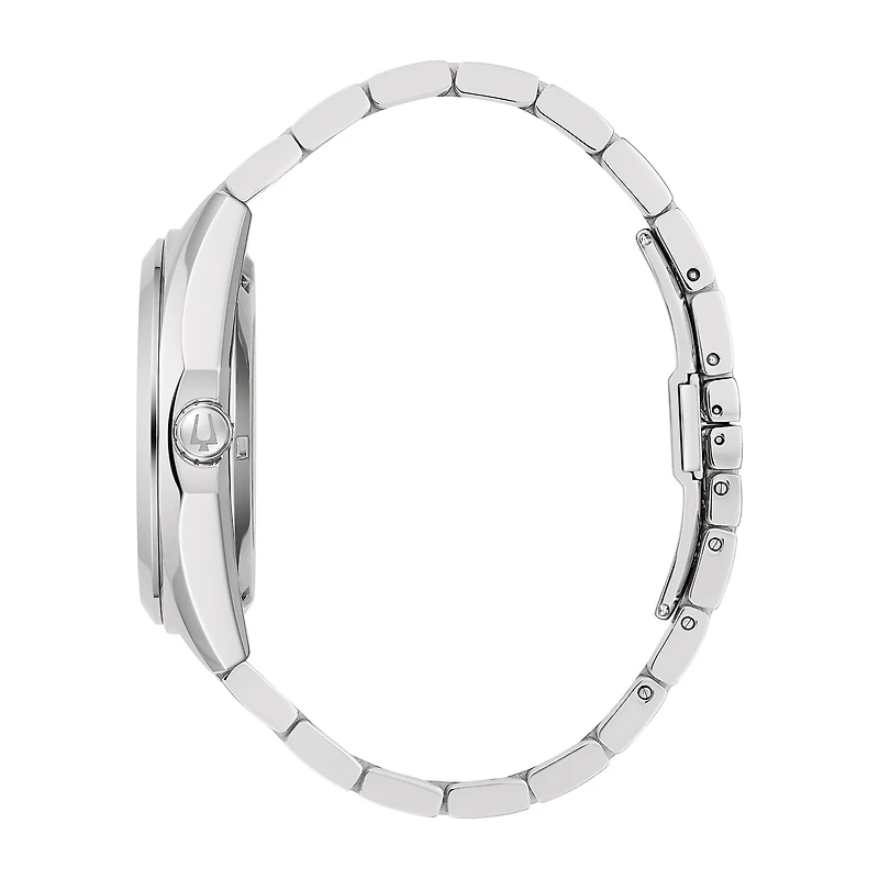 Bulova Surveyor Mens Automatic Silver Tone Stainless Steel Bracelet Watch 96a270