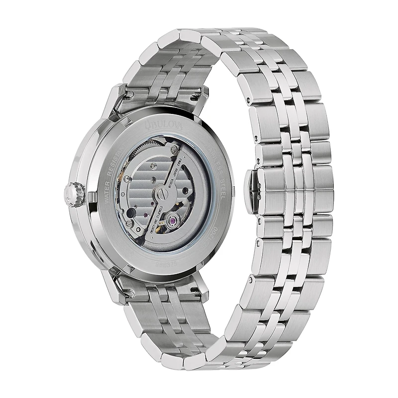 Bulova Aerojet Mens Automatic Silver Tone Stainless Steel Bracelet Watch 96b375