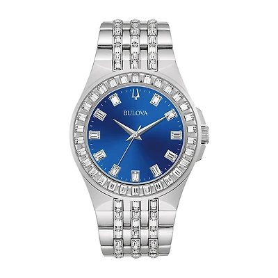 Bulova Phantom Mens Crystal Accent Silver Tone Stainless Steel Bracelet Watch 96a254