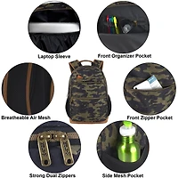AD Sutton Kelty Camo Backpack with Faux Leather Trim