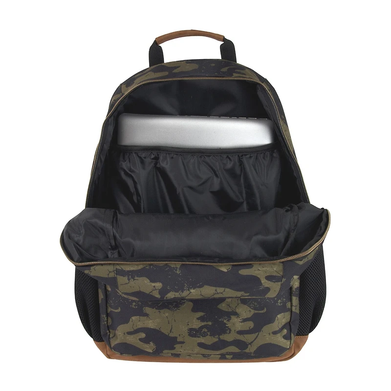 AD Sutton Kelty Camo Backpack with Faux Leather Trim