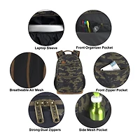 AD Sutton Kelty Camo Backpack with Faux Leather Trim