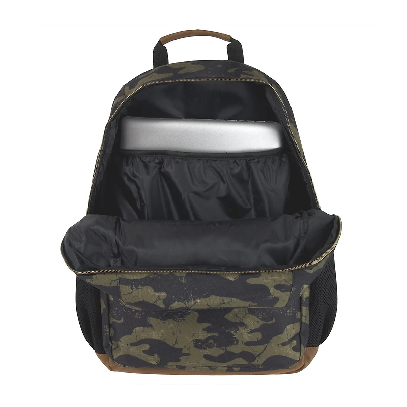 AD Sutton Kelty Camo Backpack with Faux Leather Trim