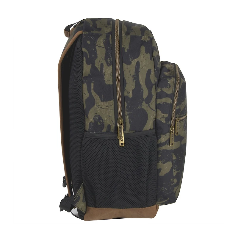 AD Sutton Kelty Camo Backpack with Faux Leather Trim