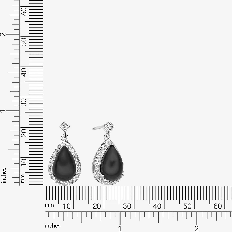 Womens Genuine Black Onyx Sterling Silver Drop Earrings