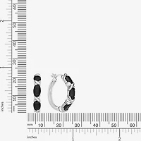 Womens Genuine Black Onyx Sterling Silver 22mm Hoop Earrings