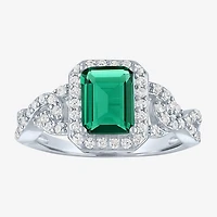 Womens 4-pc. Simulated Emerald & Cubic Zirconia Silver Over Brass Jewelry Set