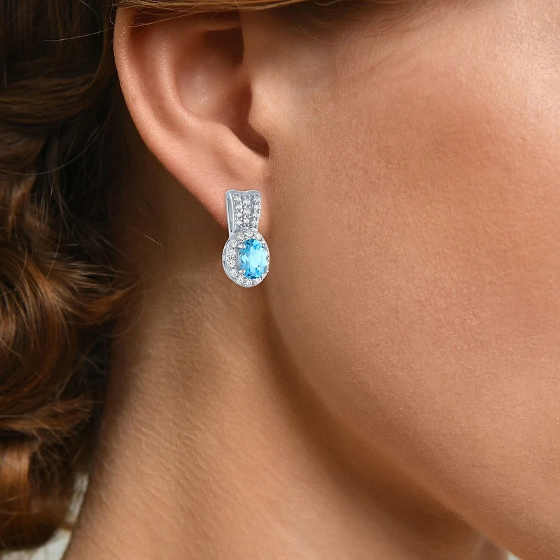 Womens Genuine Blue Topaz Pure Silver Over Brass 4-pc. Jewelry Set