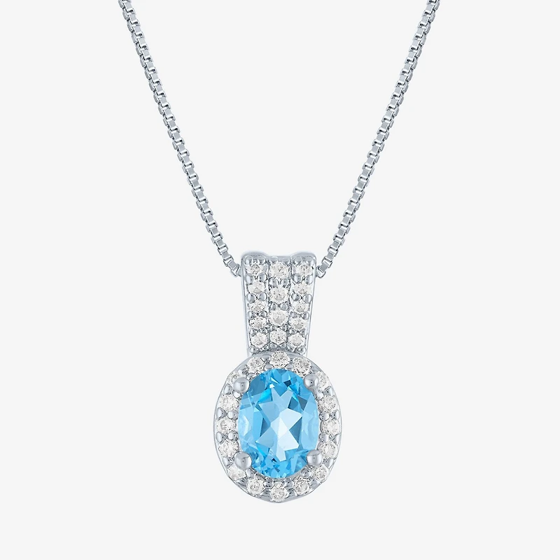 Womens Genuine Blue Topaz Pure Silver Over Brass 4-pc. Jewelry Set