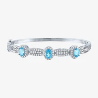 Womens Genuine Blue Topaz Pure Silver Over Brass 4-pc. Jewelry Set