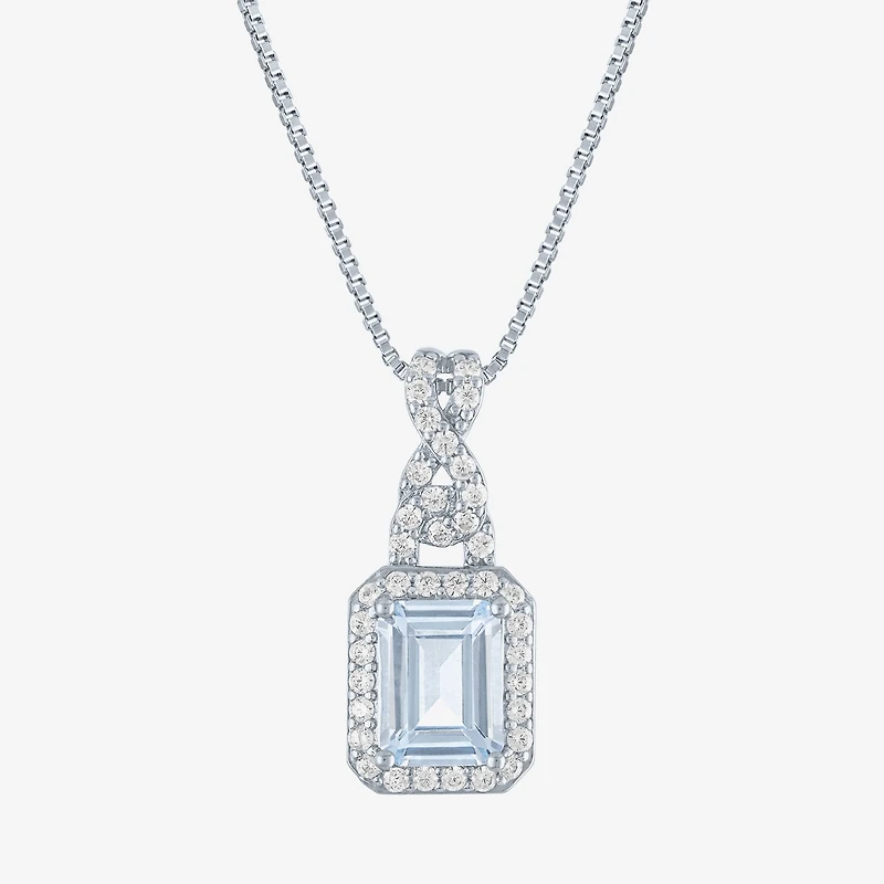 Womens 4-pc. Simulated Aquamarine & Cubic Zirconia Silver Over Brass Jewelry Set