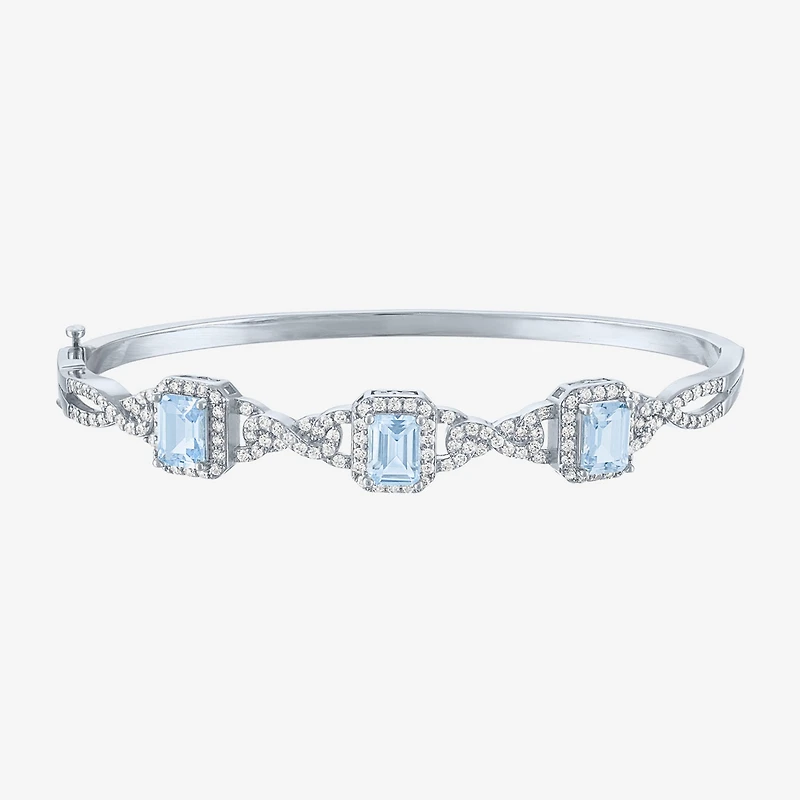 Womens 4-pc. Simulated Aquamarine & Cubic Zirconia Silver Over Brass Jewelry Set