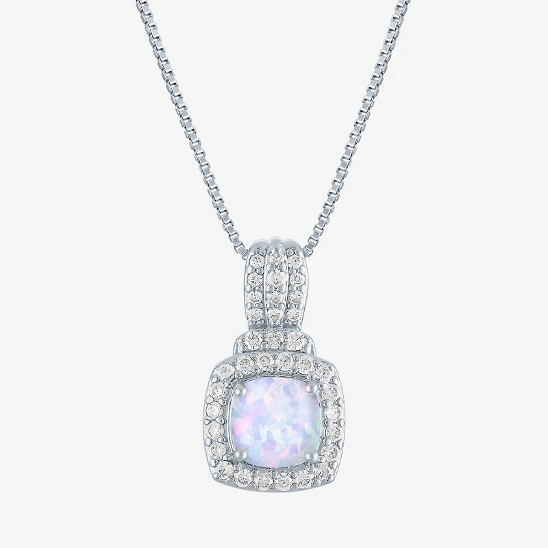 Lab-Created Opal And Cubic Zirconia Pure Silver Over Brass 4Pc Set