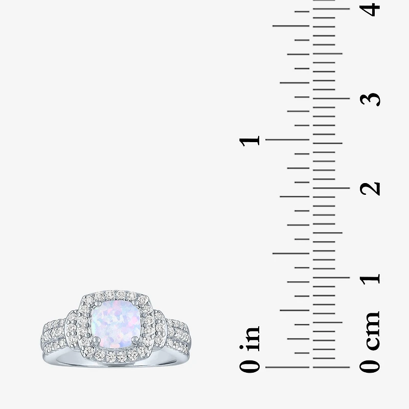 Lab-Created Opal And Cubic Zirconia Pure Silver Over Brass 4Pc Set