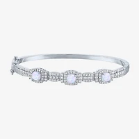 Lab-Created Opal And Cubic Zirconia Pure Silver Over Brass 4Pc Set