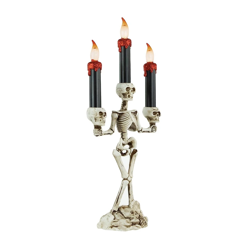14.5'' Dripping Candle Skeleton Halloween Candelabra