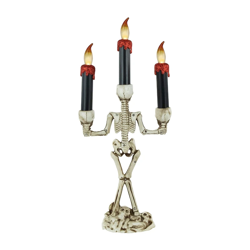 14.5'' Dripping Candle Skeleton Halloween Candelabra