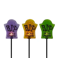 Set of 3 Tombstone Halloween Pathway Markers - 3.5ft Black Wire