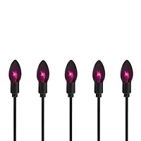 Set of 10 Purple C9 Bulb Halloween Pathway Markers - 8.75ft Black Wire
