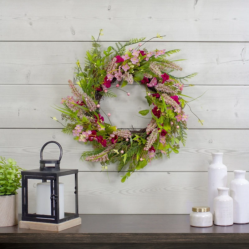 Northlight 21in Foliage Berry Twig Wreath