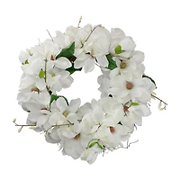 Northlight 24in Magnolias Unlit Wreath