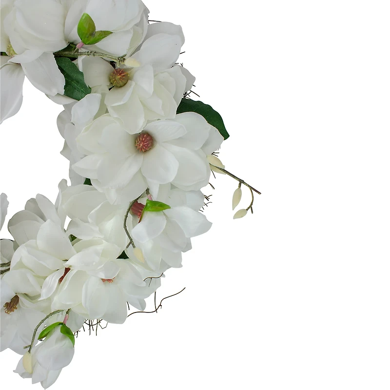 Northlight 24in Magnolias Unlit Wreath