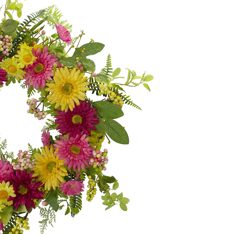 Northlight 23in Chrysanthemum And Daisy Floral Wreath
