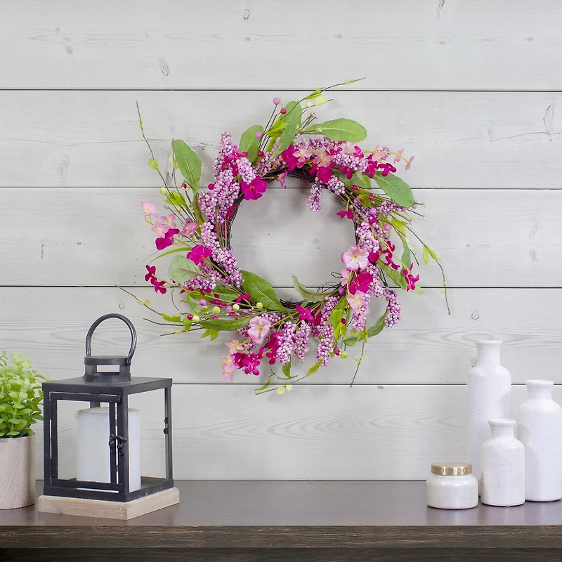 Northlight 18in Geranium And Berry Spring Floral Wreath