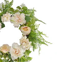 Northlight 24in Rose And Peony Fern Floral Wreath
