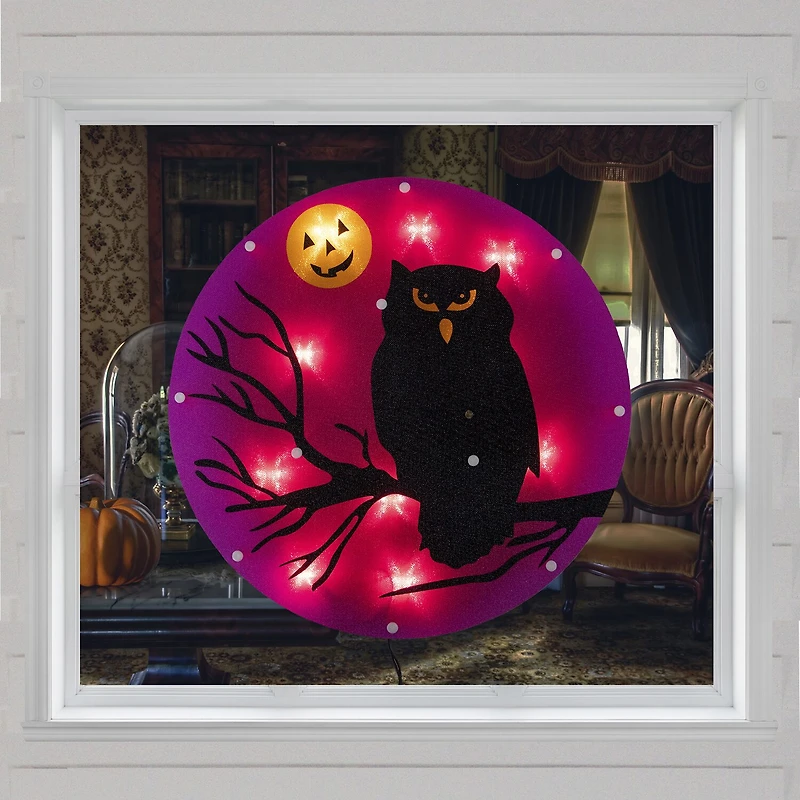 Northlight 13.75in Lighted Black Owl Silhouette Decorative Lantern