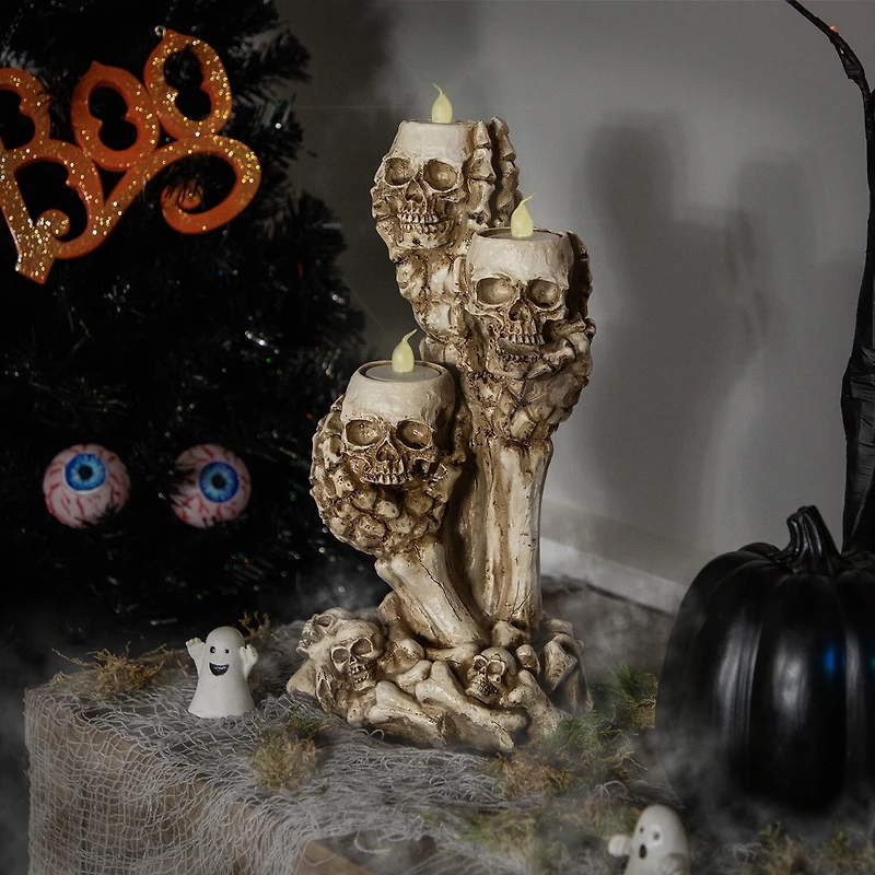 Northlight Triple Skulls Tea Light Candle Holder
