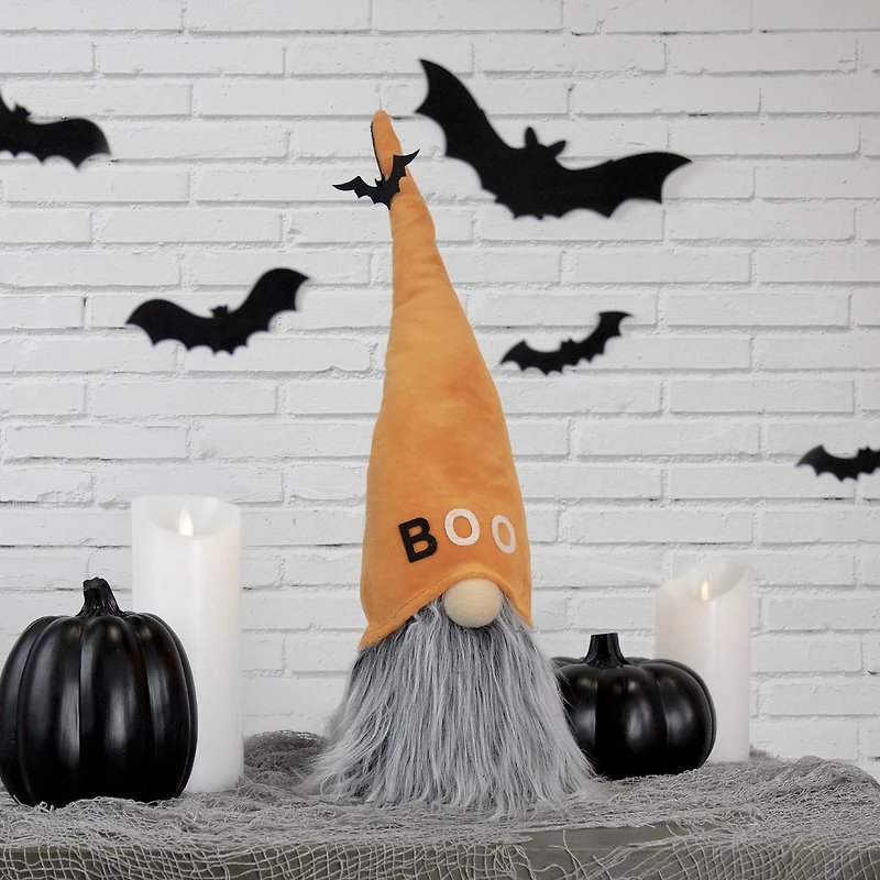 Northlight 19.75in Orange And Gray Boo Standing Halloween Gnome