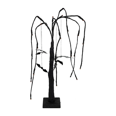 Northlight 24in Led Black Glittered Willow Lighted Indoor Artificial Tree