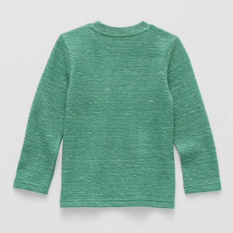 Okie Dokie Textured Knit Toddler & Little Boys Crew Neck Long Sleeve T-Shirt