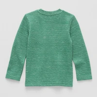 Okie Dokie Textured Knit Toddler & Little Boys Crew Neck Long Sleeve T-Shirt