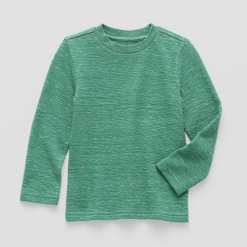Okie Dokie Textured Knit Toddler & Little Boys Crew Neck Long Sleeve T-Shirt