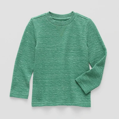 Okie Dokie Textured Knit Toddler & Little Boys Crew Neck Long Sleeve T-Shirt