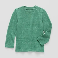 Okie Dokie Textured Knit Toddler & Little Boys Crew Neck Long Sleeve T-Shirt