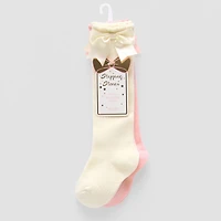 First Steps By Stepping Stones Baby Girls 2 Pair Knee High Socks