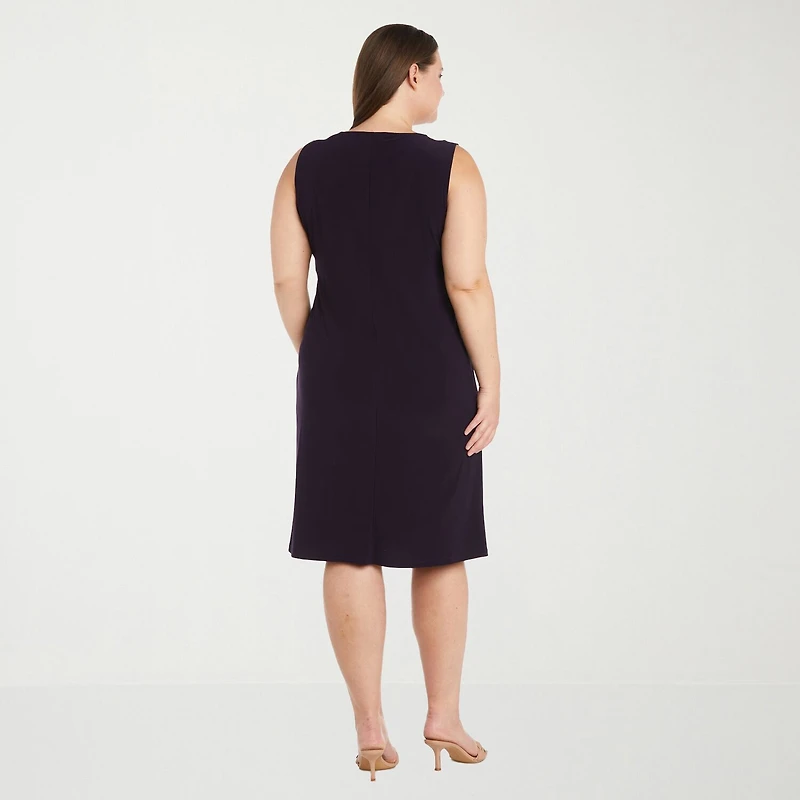 R & M Richards Womens Plus Jacket Dress With Removable Necklace