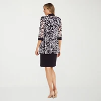 R & M Richards Womens Petite Jacket Dress With Removable Necklace