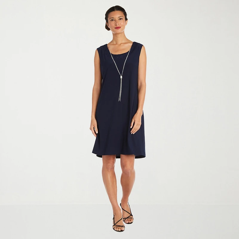 R & M Richards Womens Jacket Dress With Removable Necklace