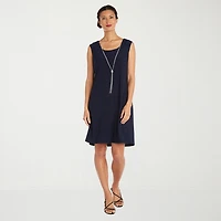 R & M Richards Womens Jacket Dress With Removable Necklace