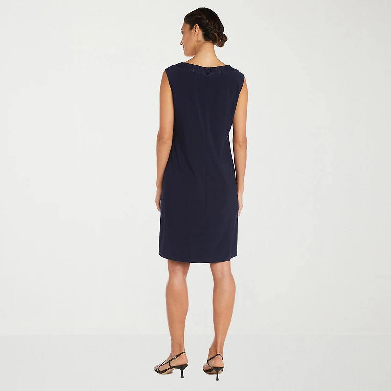R & M Richards Womens Jacket Dress With Removable Necklace